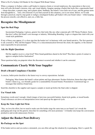 What to Do If a Sydney Gift Basket Is Not Aligned With Brand Values