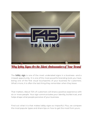 Why Lobby Signs Are the Silent Ambassadors of Your Brand