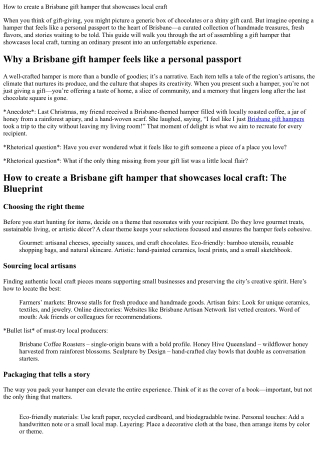 How to create a Brisbane gift hamper that showcases local craft