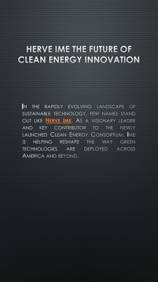 Herve Ime the Future of Clean Energy Innovation