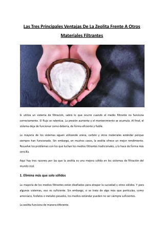 Las Tres Principales Ventajas De La Zeolita Frente A Otros Materiales Filtrantes