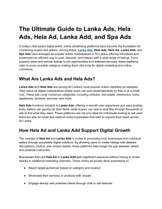 The Ultimate GuiThe Ulde to Lanka Ads, Hela Ads, Hela Ad, Lanka Add, and Spa Ads