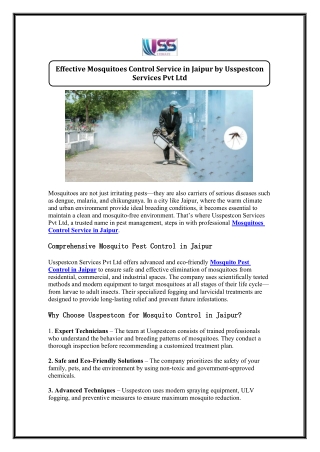 Mosquitoes Control Service in Jaipur