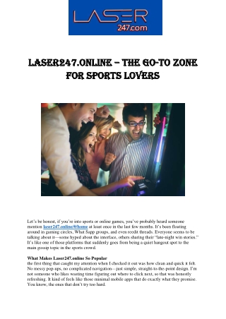 Laser247.online – Your Simple Way to Play, Bet & Win Online