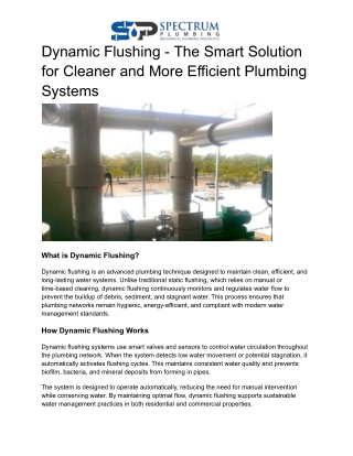 Dynamic Flushing - The Smart Solution for Cleaner and More Efficient Plumbing Systems