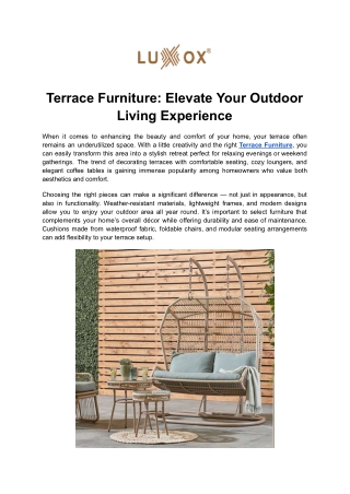 Terrace Furniture_ Elevate Your Outdoor Living Experience