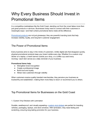 Why Every Business Should Invest in Promotional Items