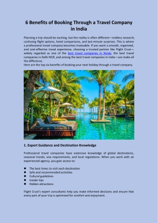 6 Benefits of Booking Through a Travel Company in