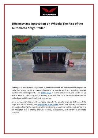 Efficiency and Innovation on Wheels: The Rise of the Automated Stage Trailer