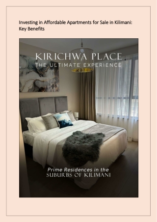 Investing in Affordable Apartments for Sale in Kilimani Key Benefits