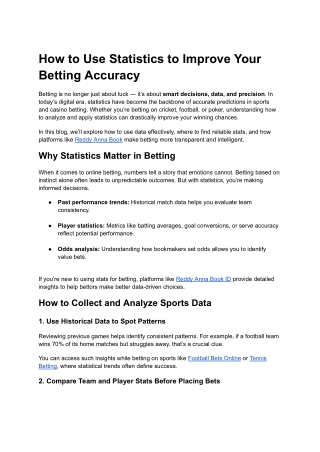 The Power of Data: Sharpen Your Betting Accuracy with Statistics | Reddy Anna Bo