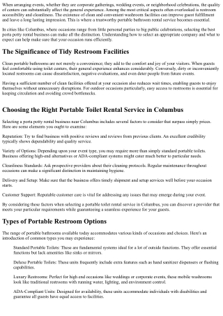 Produce Enduring Impressions With Clean & Convenient Facilities At Your Next Occ