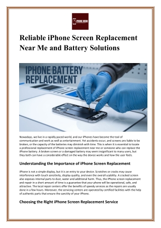 Reliable iPhone Screen Replacement Near Me and Battery Solutions