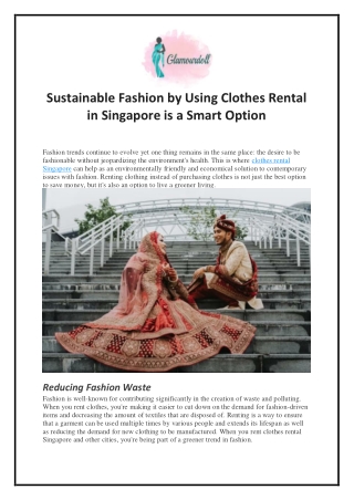 Sustainable Fashion by Using Clothes Rental in Singapore is a Option