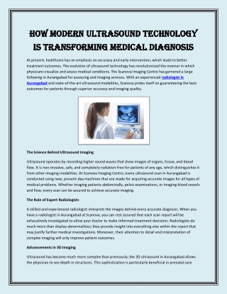 How Modern Ultrasound Technology is Transforming Medical Diagnosis