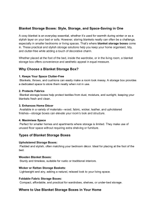 Blanket Storage Boxes_ Style, Storage, and Space-Saving in One