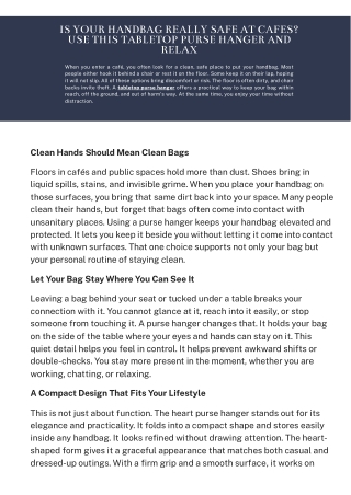 Is Your Handbag Really Safe at Cafes Use This Tabletop Purse Hanger and Relax