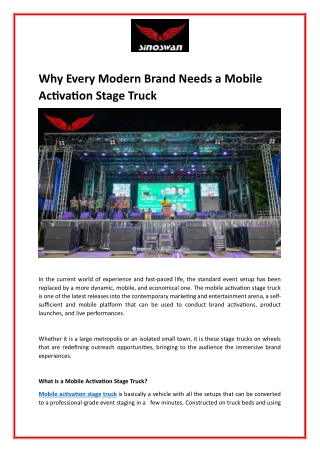 Why Every Modern Brand Needs a Mobile Activation Stage Truck