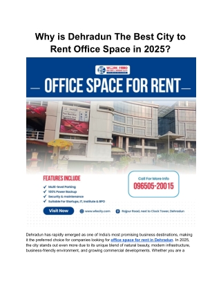Why is Dehradun the Best City to Rent Office Space in 2025