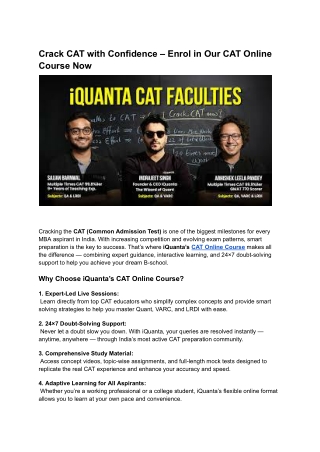 Crack CAT with Confidence – Enrol in Our CAT Online Course Now