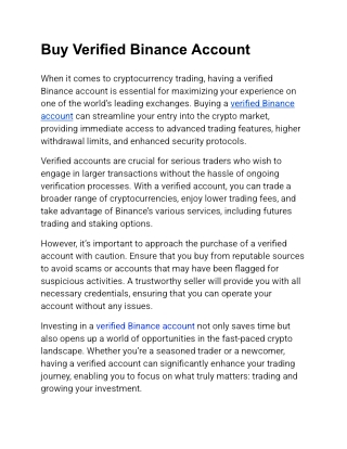 Buy Verified Binance Accounts