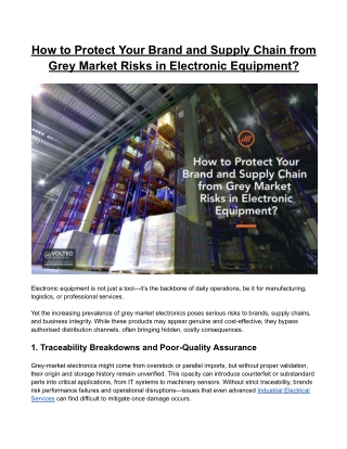 How to Protect Your Brand from Grey Market Risks in Electronic Equipment?