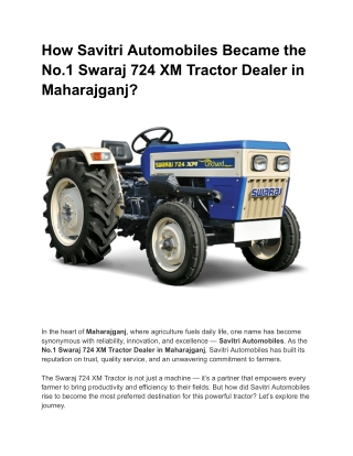 How Savitri Automobiles Became the No.1 Swaraj 724 XM Tractor Dealer in Maharajganj