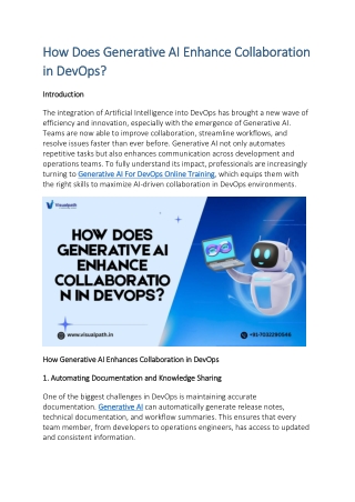 Generative AI For DevOps Training Pune - AI For DevOps