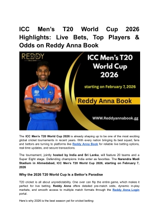 ICC Men’s T20 World Cup 2026 Highlights Live Bets, Top Players & Odds on Reddy Anna Book (2)