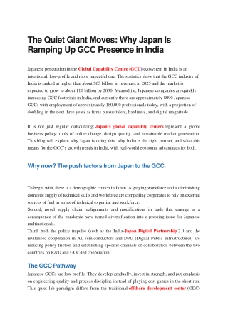 The Quiet Giant Moves: Why Japan Is  Ramping Up GCC Presence in India