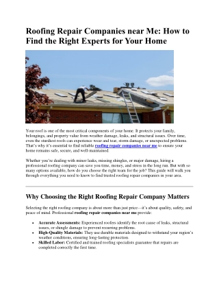 Roofing Repair Companies near Me