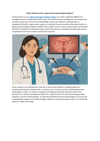 When Should You See a Laparoscopic Gynecological Surgeon