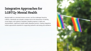 Integrative Approaches for LGBTQ  Mental Health