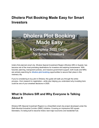 Dholera Plot Booking Made Easy for Smart Investors