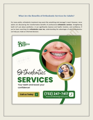 What Are the Benefits of Orthodontic Services for Adults