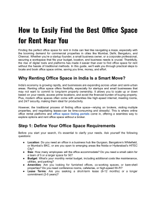 How to Easily Find the Best Office Space for Rent Near You