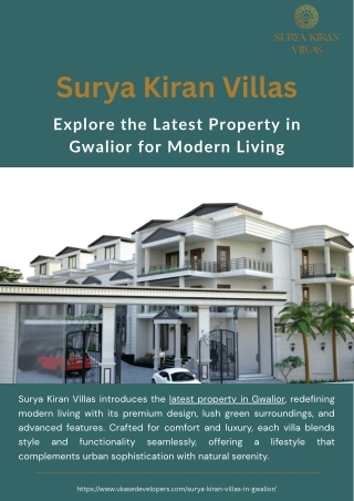 Surya Kiran Villas  Explore the Latest Property in Gwalior for Modern Living