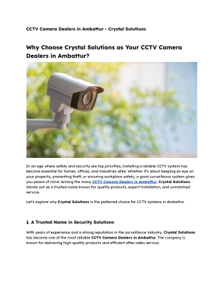 CCTV Camera Dealers in Ambattur - crystal solutions