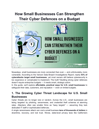 How Small Businesses Can Strengthen Their Cyber Defences on a Budget