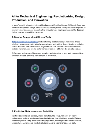 AI for Mechanical Engineering_ Revolutionizing Design, Production, and Innovation
