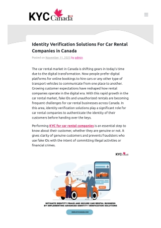 Identity Verification Solutions For Car Rental Companies in Canada