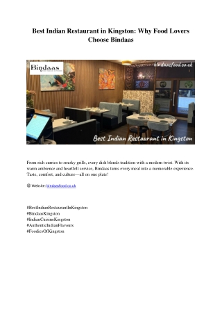 Best Indian Restaurant in Kingston