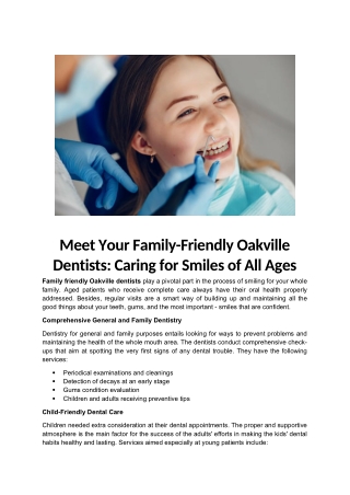 Meet Your Family-Friendly Oakville Dentists- Caring for Smiles of All Ages