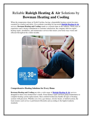 Professional Raleigh Heating & Air Services | Bowman Heating and Cooling