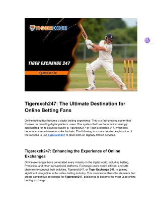 Tiger Exchange 247: Create an online cricket ID with Tiger Exchange 247