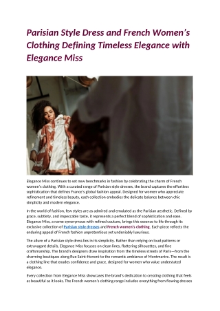Parisian Style Dress and French Women’s Clothing Defining Timeless Elegance with Elegance Miss