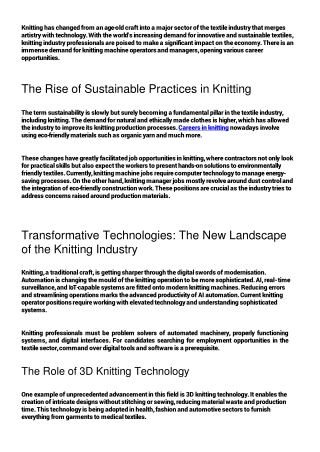 Fashion Textile Factory Hiring Knitting Machine Technicians: TBD Jobs