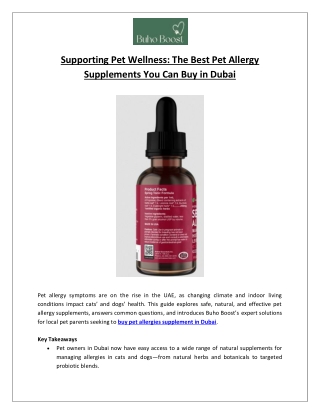 Supporting Pet Wellness The Best Pet Allergy Supplements You Can Buy in Dubai