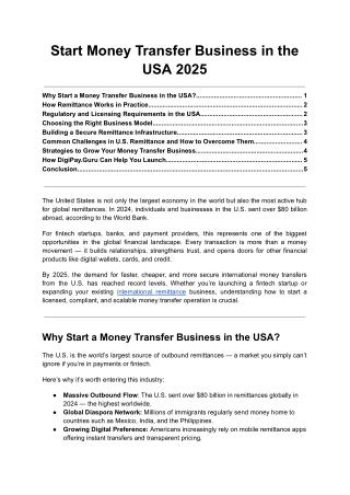 Start Money Transfer Business in the USA 2025