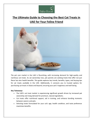 The Ultimate Guide to Choosing the Best Cat Treats in UAE for Your Feline Friend